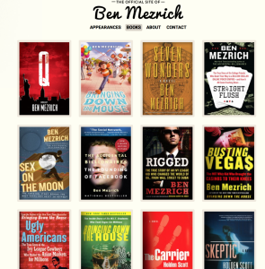 The books of Ben Mezrich, as pictured on his website.