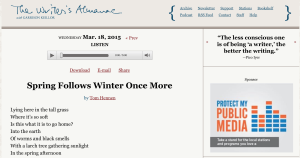 The Writer's Almanac is a five-minute daily podcast offering a wealth of literary this-day-in-history info.