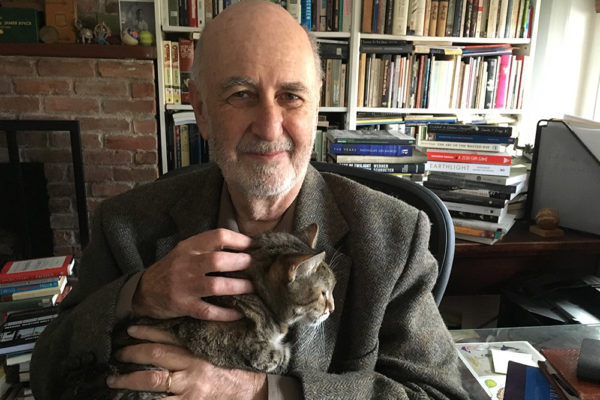 Author Phillip Lopate with his cat Tacey.